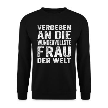 Vergeben an die wundervollste Frau der welt - Unisex Pullover - Schwarz - Vorne - Alina (178cm) & Michal (187cm)