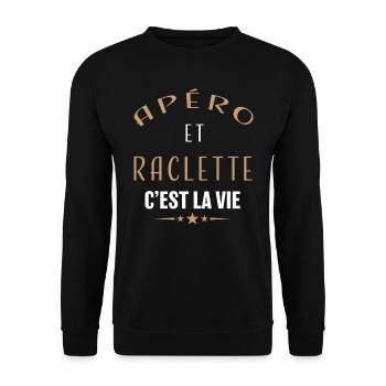 Apéro et raclette c'est la vie raclette fromage - Sweat-shirt Unisexe - noir - Devant - Alina (178cm) & Michal (187cm)