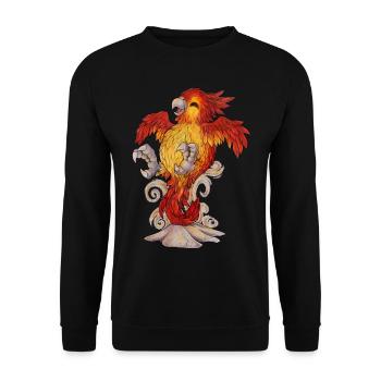 Niedlicher chubby Phönix Chibi - Fantasyliebhaber - Unisex Pullover - Schwarz - Vorne - Alina (178cm) & Michal (187cm)