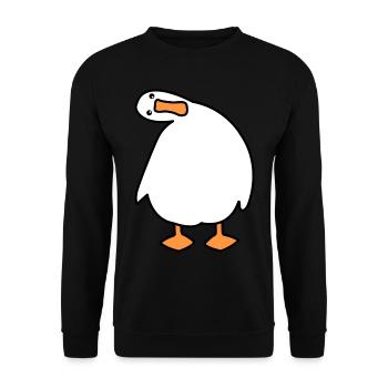 Funny goose with a crazy look - Unisex Sweatshirt - black - Front - Alina (178cm) & Michal (187cm)