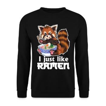 I just like Ramen Roter Panda mit Nudeln Geschenk - Unisex Pullover - Schwarz - Vorne - Alina (178cm) & Michal (187cm)