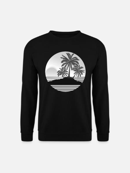 Einsame Insel in Vintage Schwarz-Weiß - Unisex Pullover - Schwarz
