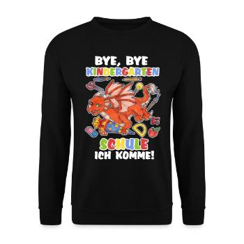 Niedlicher Drache Einschulung Kind Zuckertüte - Unisex Pullover - Schwarz - Vorne - Alina (178cm) & Michal (187cm)