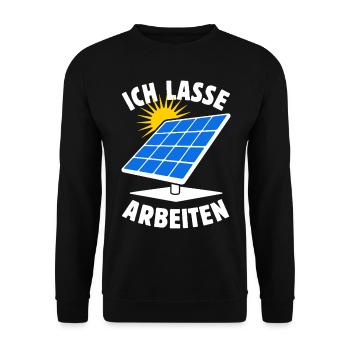 Ich lasse arbeiten - Photovoltaik - Solarenergie - Unisex Pullover - Schwarz - Vorne - Alina (178cm) & Michal (187cm)