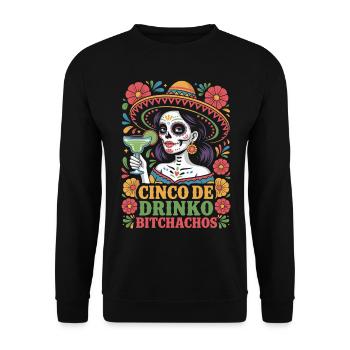 Funny Cinco De Mayo Cinco De Drinko Fiesta Skull - Sweat-shirt Unisexe - noir - Devant - Alina (178cm) & Michal (187cm)