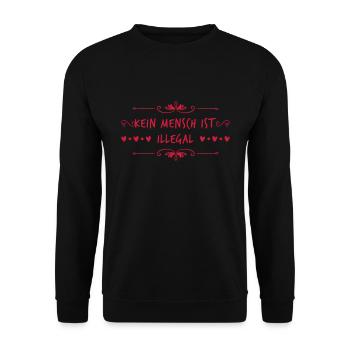 Kein Mensch ist illegal - Menschenrechte - Unisex Pullover - Schwarz - Vorne - Alina (178cm) & Michal (187cm)