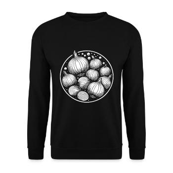 Stylish onion design – For kitchen fans with Ges - Unisex Sweatshirt - black - Front - Alina (178cm) & Michal (187cm)