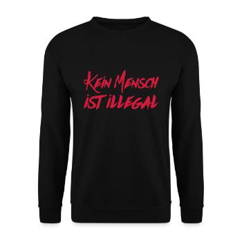 Kein Mensch ist illegal - Menschenrechte - Unisex Pullover - Schwarz - Vorne - Alina (178cm) & Michal (187cm)