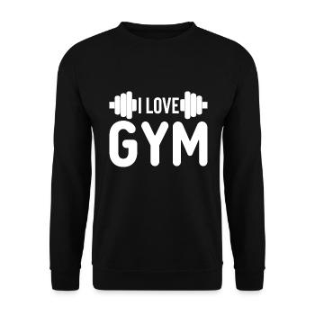 J’aime la gym - Citation d’entraînement physique - Sweat-shirt Unisexe - noir - Devant - Alina (178cm) & Michal (187cm)