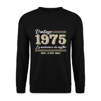 1975 année de naissance et cadeau d'anniversaire d - Sweat-shirt Unisexe - noir - Devant - Alina (178cm) & Michal (187cm)