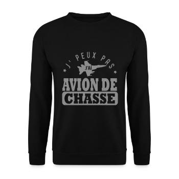 J'peux pas j'ai avion de chasse pilote militaire - Sweat-shirt Unisexe - noir - Devant - Alina (178cm) & Michal (187cm)
