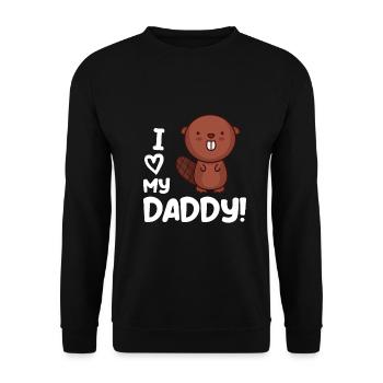 I love my dad with sweet beaver - Unisex Sweatshirt - black - Front - Alina (178cm) & Michal (187cm)