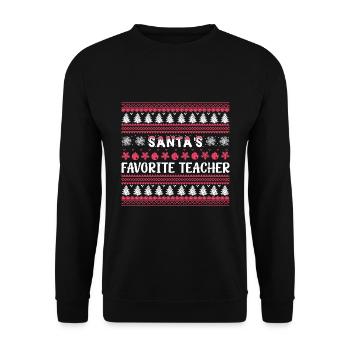 Santa's Favorite Teacher - Ugly Christmas - Unisex Sweatshirt - black - Front - Alina (178cm) & Michal (187cm)