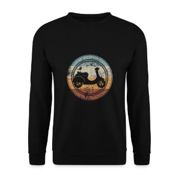 Roller Mofa Moped I Moped fahren Vintage Retro - Unisex Pullover - Schwarz - Vorne - Alina (178cm) & Michal (187cm)