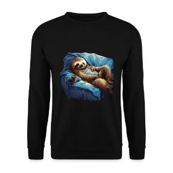 Relaxed Sloth - Funny Sloth on the S - Unisex Sweatshirt - black - Front - Alina (178cm) & Michal (187cm)