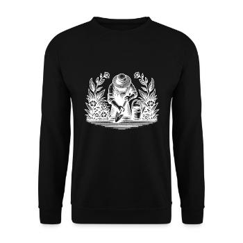 Jardinier amateur jardinant dans le parterre de fleurs - Sweat-shirt Unisexe - noir - Devant - Alina (178cm) & Michal (187cm)