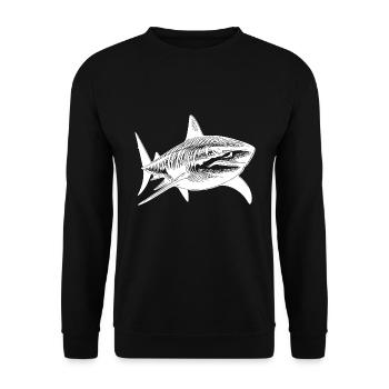 Großer Tigerhai Hai Taucher Lieblingstier - Unisex Pullover - Schwarz - Vorne - Alina (178cm) & Michal (187cm)