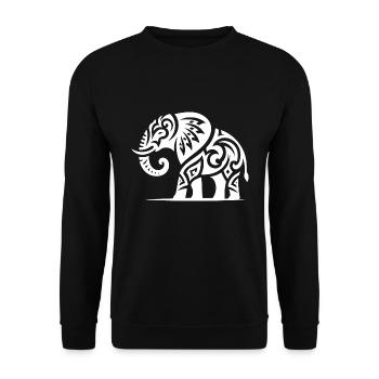Elephant art tattoo with large tusks - Unisex Sweatshirt - black - Front - Alina (178cm) & Michal (187cm)