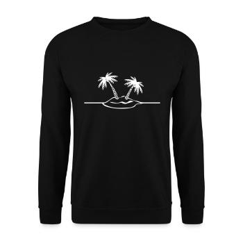 Insel mit Palmen - Unisex Pullover - Schwarz - Vorne - Alina (178cm) & Michal (187cm)
