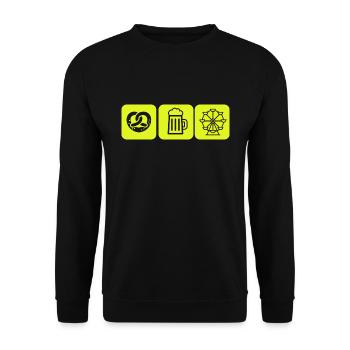Brezel Bier Riesenrad Wiesn Oktober Humor Lustig - Unisex Pullover - Schwarz - Vorne - Alina (178cm) & Michal (187cm)