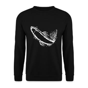 Vintage Forelle im Sprung - Unisex Pullover - Schwarz - Vorne - Alina (178cm) & Michal (187cm)