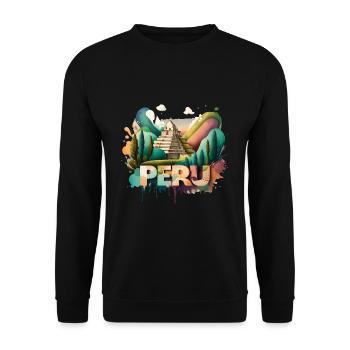 Pérou Machu Picchu - Motif de voyage rétro - Sweat-shirt Unisexe - noir - Devant - Alina (178cm) & Michal (187cm)