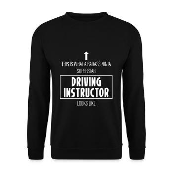 Driving Instructor Driving Instructor Gift Driving School - Unisex Sweatshirt - black - Front - Alina (178cm) & Michal (187cm)