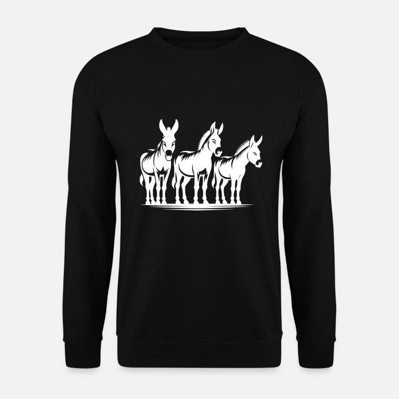 Süsse Esel Gruppe Porträt Landwirt Bilder - Unisex Pullover - Schwarz