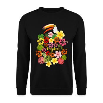 Toucan d'été fleurs fleurs d'hibiscus à Hawaii - Sweat-shirt Unisexe - noir - Devant - Alina (178cm) & Michal (187cm)