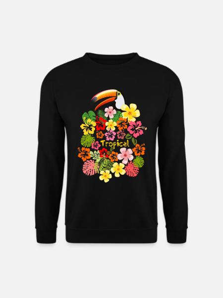 Toucan d'été fleurs fleurs d'hibiscus à Hawaii - Sweat-shirt Unisexe - noir