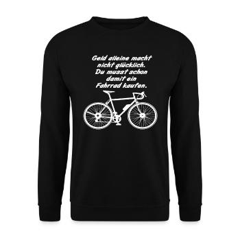 Fahrrad, Rennrad Radsport, Geld Glück Radfahrer - Unisex Pullover - Schwarz - Vorne - Alina (178cm) & Michal (187cm)