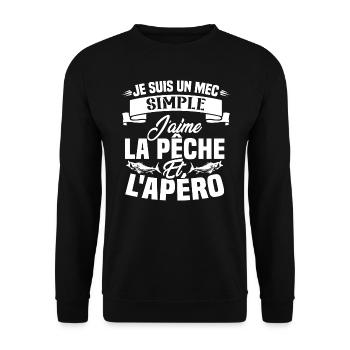Je suis un mec simple j'aime la pêche et l'apéro - Sweat-shirt Unisexe - noir - Devant - Alina (178cm) & Michal (187cm)
