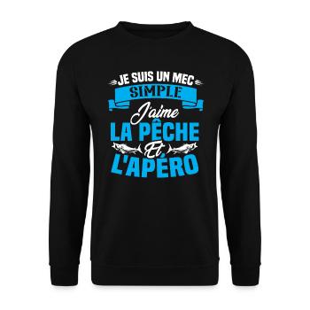 Je suis un mec simple j'aime la pêche et l'apéro - Sweat-shirt Unisexe - noir - Devant - Alina (178cm) & Michal (187cm)