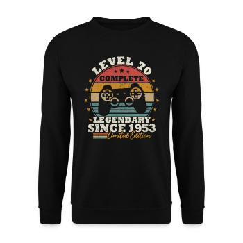 Level 70 unlocked - Unisex Sweatshirt - black - Front - Alina (178cm) & Michal (187cm)