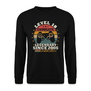 Level 18 unlocked - Unisex Sweatshirt - black - Front - Alina (178cm) & Michal (187cm)