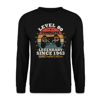 Level 80 freigeschaltet - Unisex Pullover - Schwarz - Vorne - Alina (178cm) & Michal (187cm)