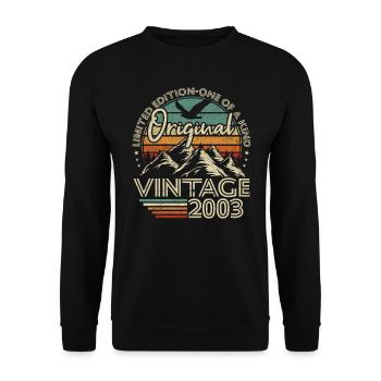 Original 2003 Vintage Geburtstagsgeschenk 20 Jahre - Unisex Pullover - Schwarz - Vorne - Alina (178cm) & Michal (187cm)