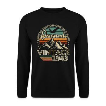 Original 1943 Vintage Geburtstagsgeschenk 80 Jahre - Unisex Pullover - Schwarz - Vorne - Alina (178cm) & Michal (187cm)