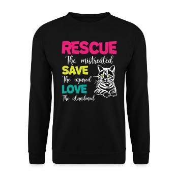 Rescue Save Love Cats - Unisex Pullover - Schwarz - Vorne - Alina (178cm) & Michal (187cm)