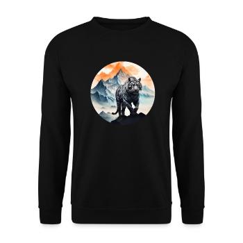 White tiger in the mountains - Unisex Sweatshirt - black - Front - Alina (178cm) & Michal (187cm)