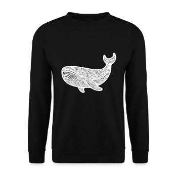 Grosser schwimmender Wal Vintage Meerestier - Unisex Pullover - Schwarz - Vorne - Alina (178cm) & Michal (187cm)