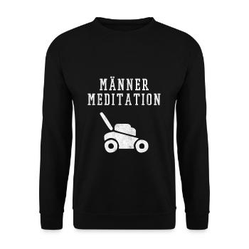 Rasenmähen Männer Meditation Rasenmäher Geschenk - Unisex Pullover - Schwarz - Vorne - Alina (178cm) & Michal (187cm)