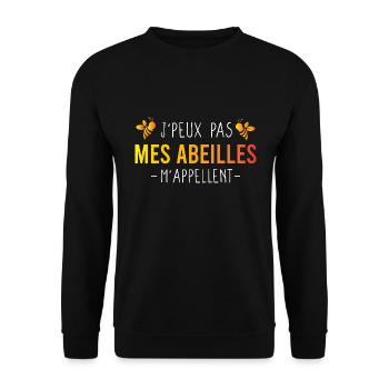 J'peux pas Mes Abeilles M'Appellent / Apiculture - Sweat-shirt Unisexe - noir - Devant - Alina (178cm) & Michal (187cm)