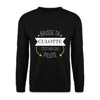 Baisse ta culotte c'est moi qui pilote - Sweat-shirt Unisexe - noir - Devant - Alina (178cm) & Michal (187cm)
