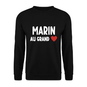 marin au grand cœur - Sweat-shirt Unisexe - noir - Devant - Alina (178cm) & Michal (187cm)