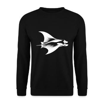Élégante raie manta en vol sous-marin - Sweat-shirt Unisexe - noir - Devant - Alina (178cm) & Michal (187cm)