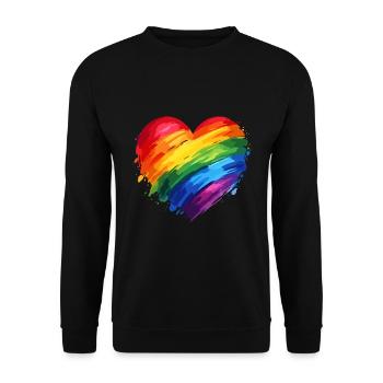 Regenbogen-Herz– Bunte Vielfalt Liebe – LGBTQ - Unisex Pullover - Schwarz - Vorne - Alina (178cm) & Michal (187cm)