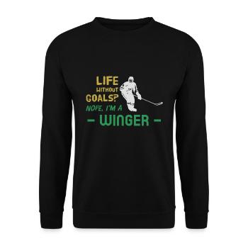 Life without goals I'm a winger - hockey - Unisex Sweatshirt - black - Front - Alina (178cm) & Michal (187cm)