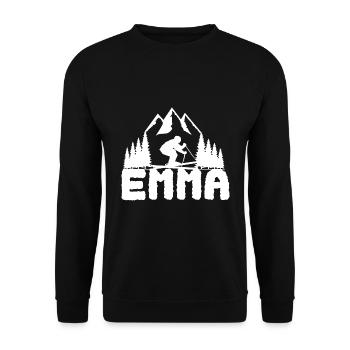 Skieur Prénom Emma Nom Skieur - Sweat-shirt Unisexe - noir - Devant - Alina (178cm) & Michal (187cm)
