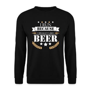 I Run Because like beer - Unisex Sweatshirt - black - Front - Alina (178cm) & Michal (187cm)